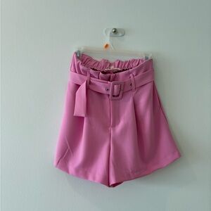 Pink Women's Belted Shorts